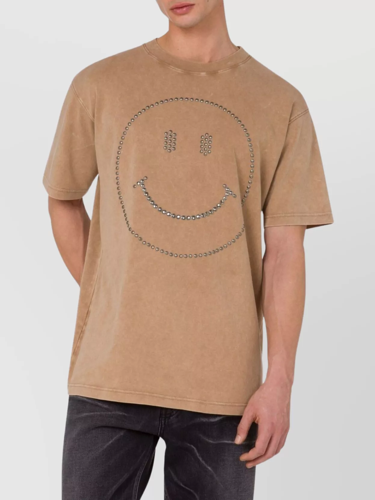 Moschino Crew Neck Smiley Face Stud T-Shirt