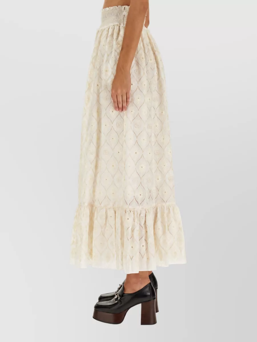 Gucci Floral Broderie Anglaise Full Skirt