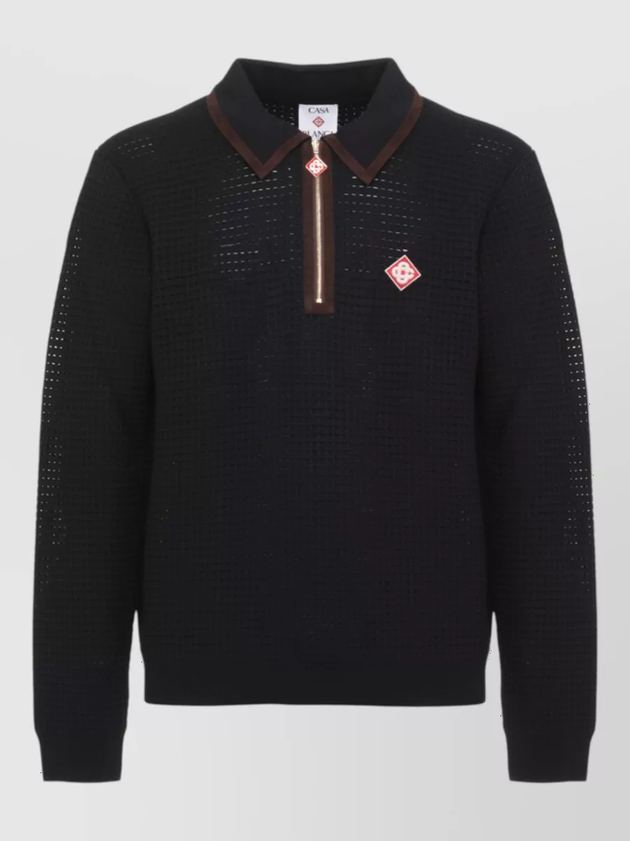 Casablanca wool long-sleeve zip polo shirt