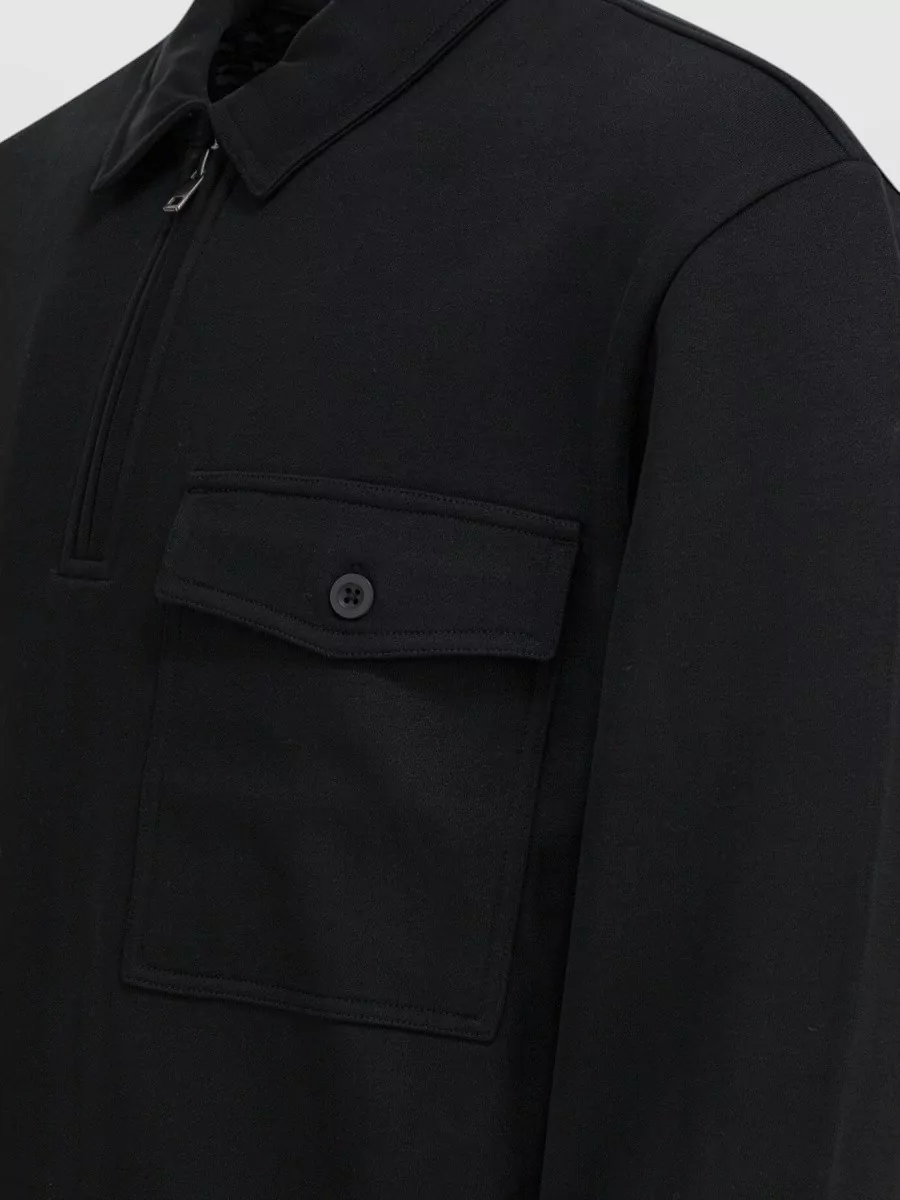 Vince Cotton Blend Zip Polo Shirt