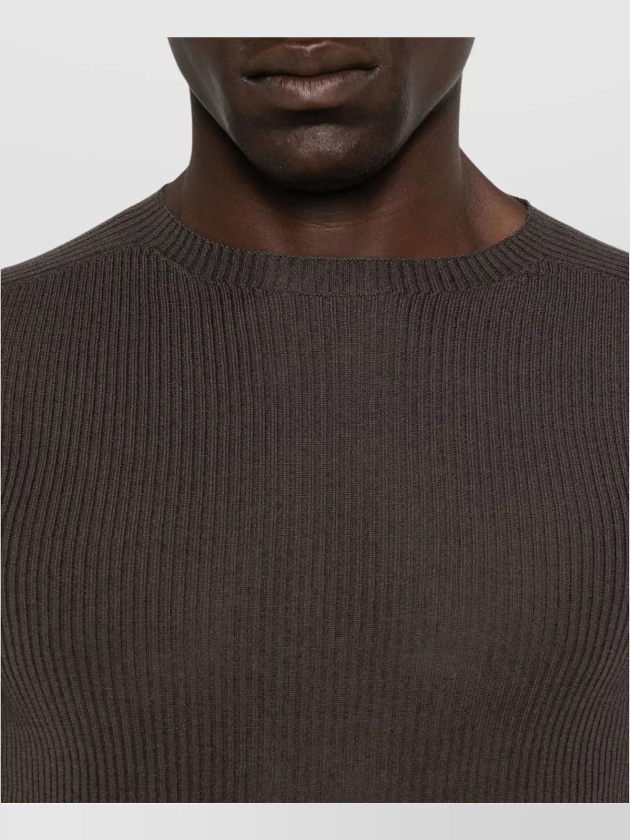 Rick Owens Round Neck Ribbed Slim Fit Sweater