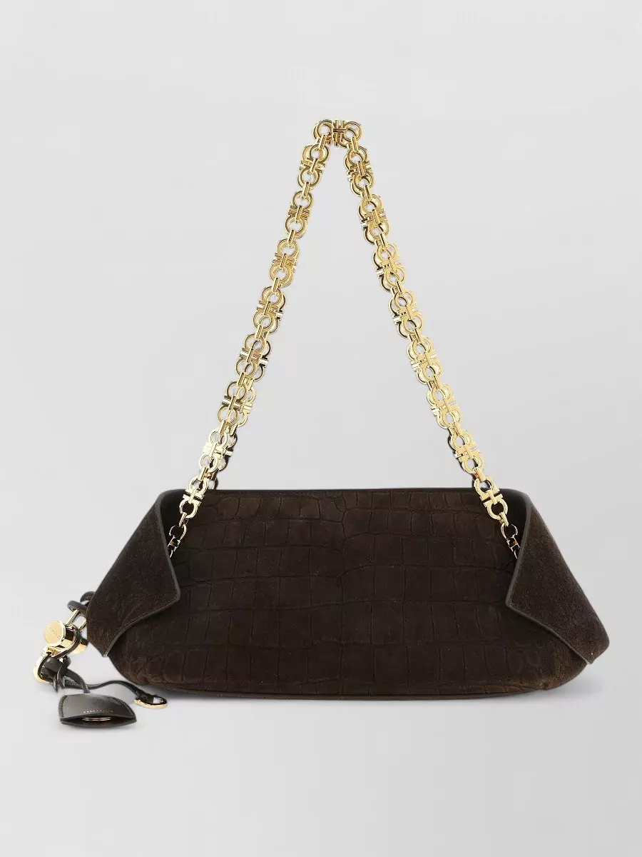 Ferragamo gancini small leather clutch bag