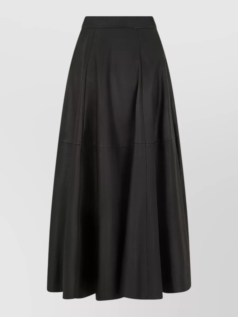 Raquel Diniz Leather High-Rise Pleated Midi Skirt