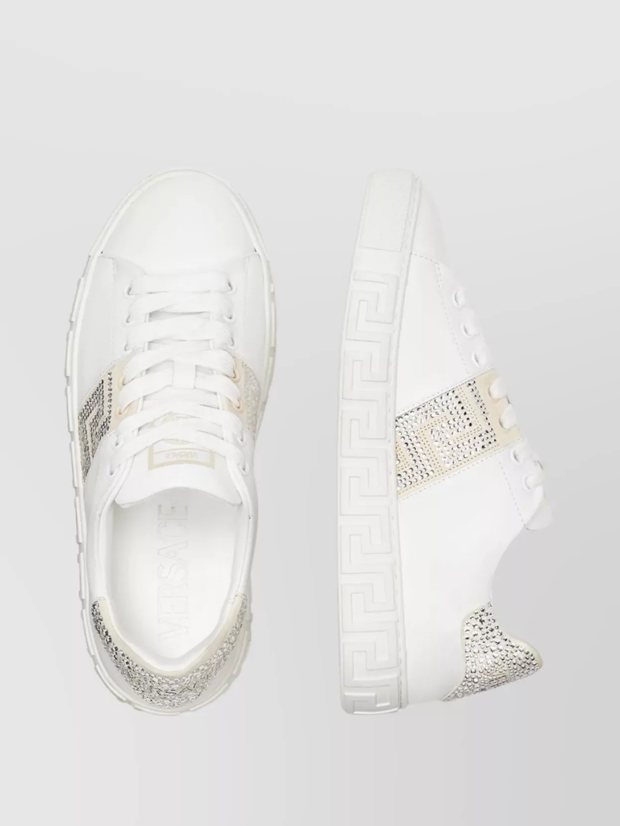 Versace Crystal Embellished Greca Pattern Sneakers
