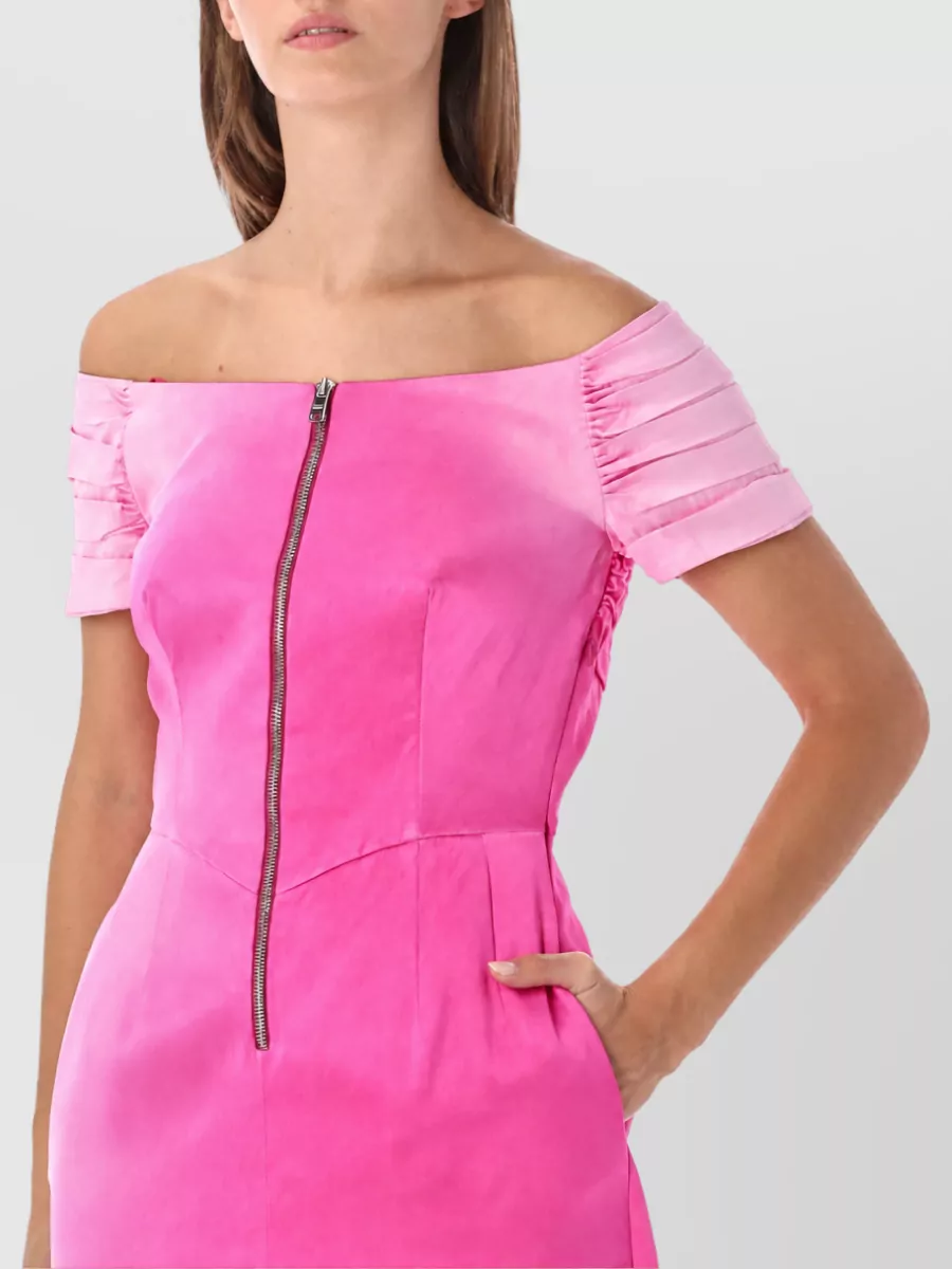 Prada Silk Off-The-Shoulder Midi Dress