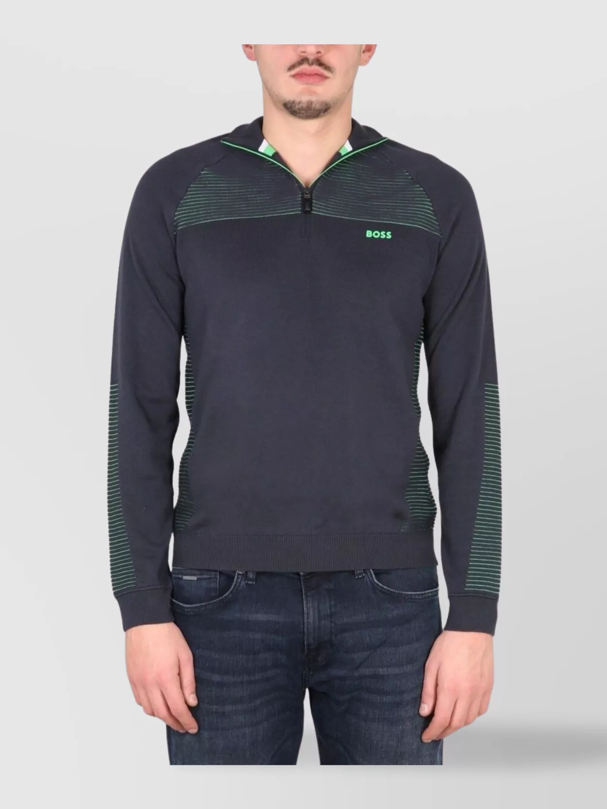 Boss High Neck Striped Sweater
