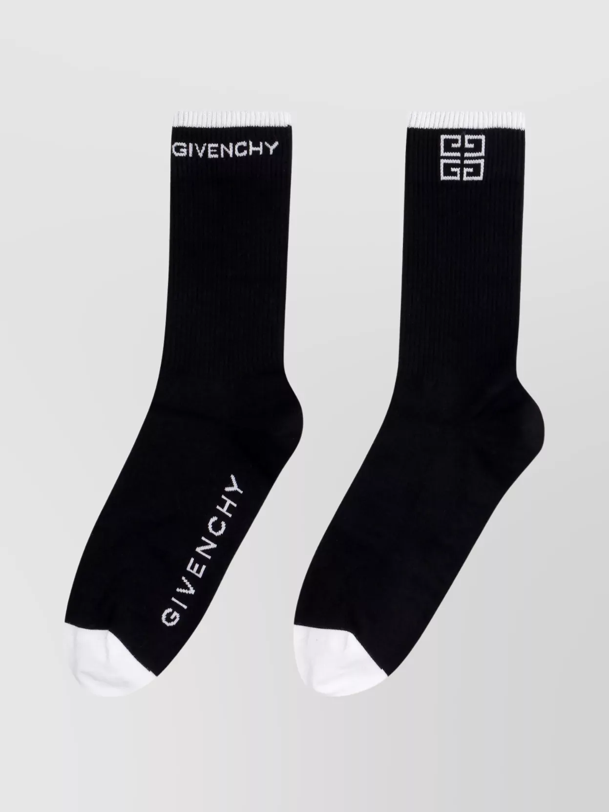 Givenchy Ribbed Texture Socks Contrast Toe Heel In Black