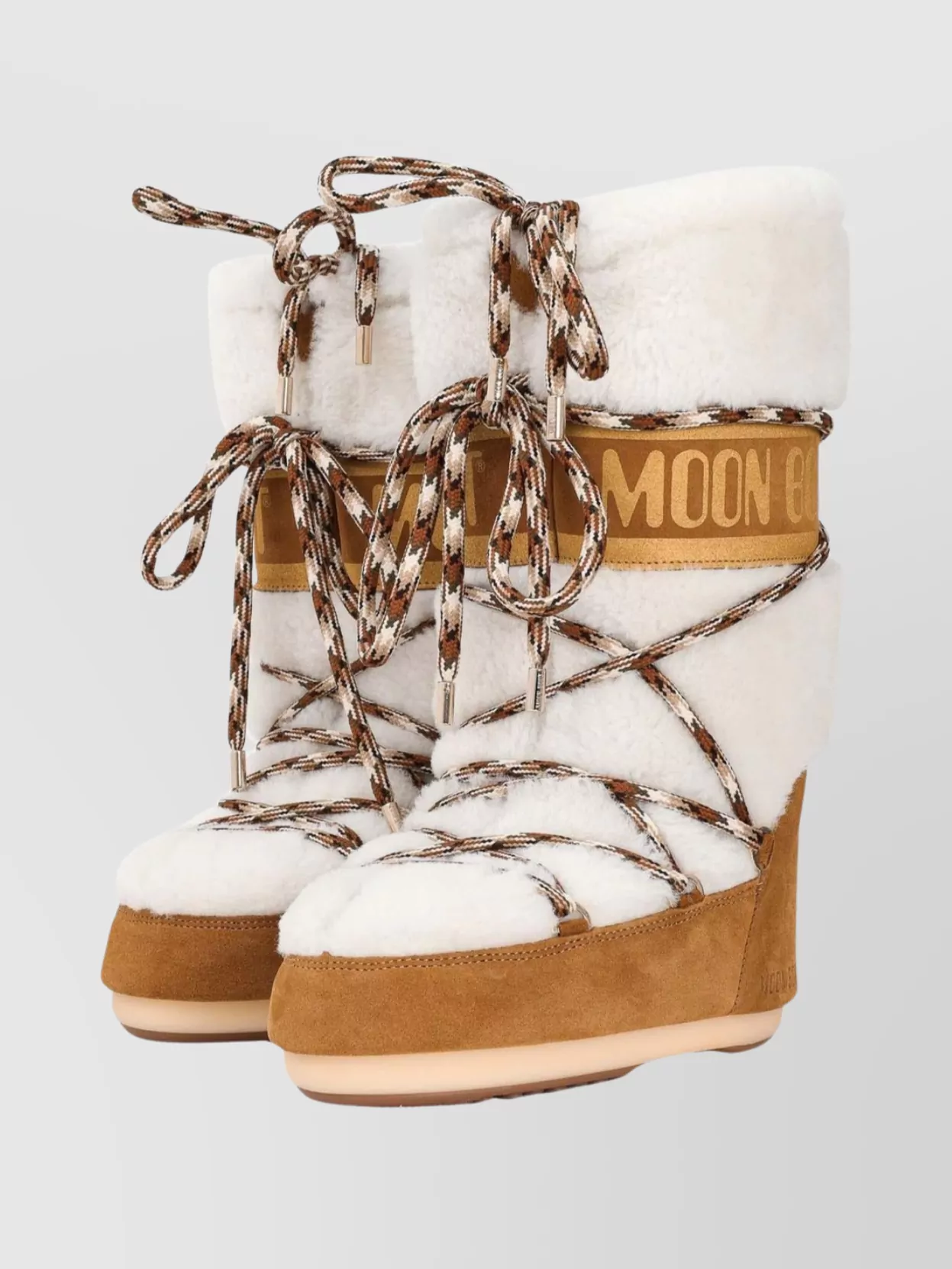 Moon Boot Logo Design Round Toe Wedge Heel Boots In Animal Print
