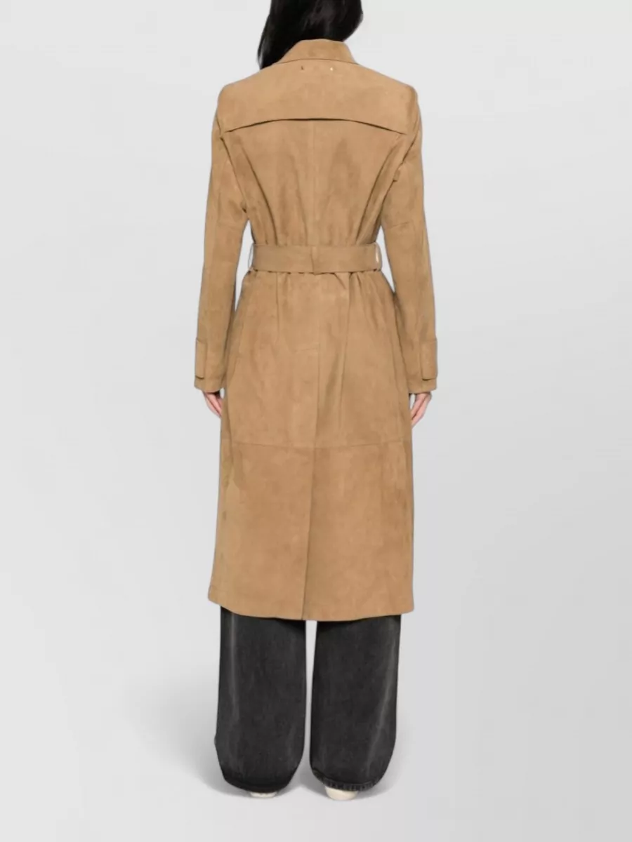 Golden Goose Suede Leather Belted Trench Coat