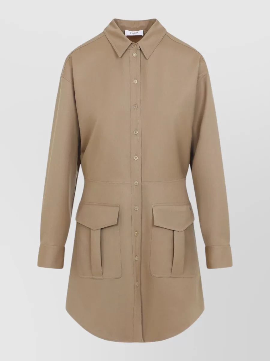 Celine Wool long-sleeve mini dress