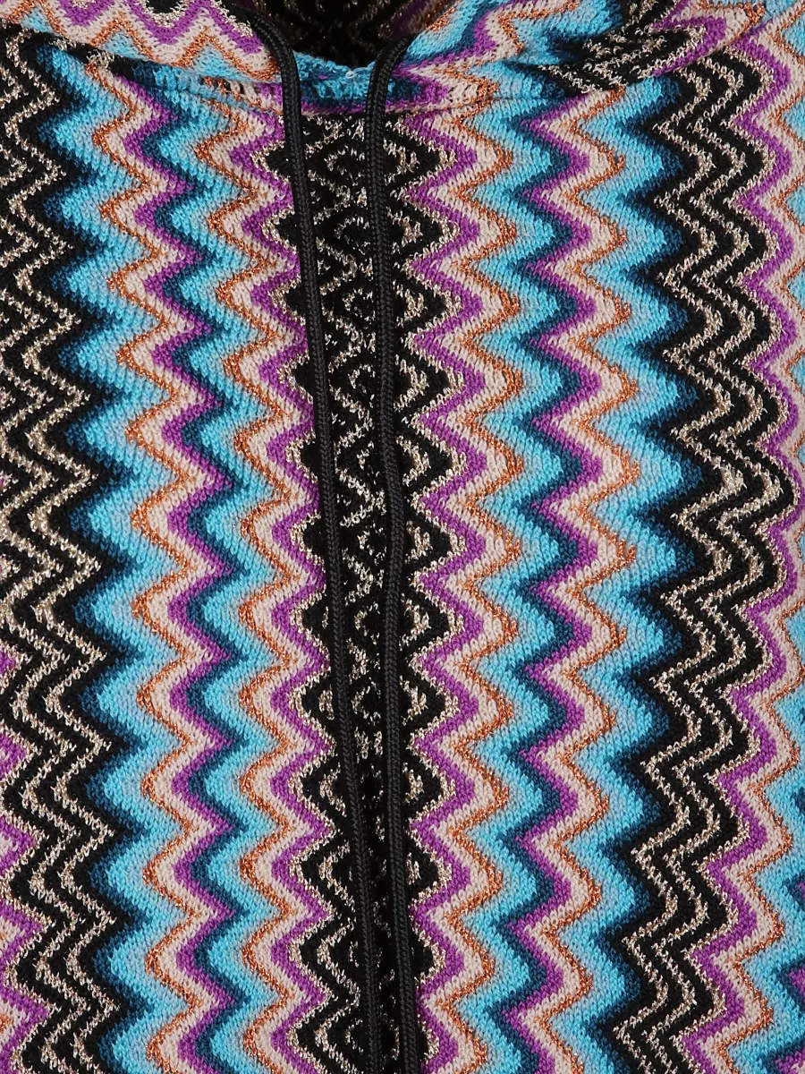 Missoni Zigzag Pattern Hooded Cape Fringe Detail