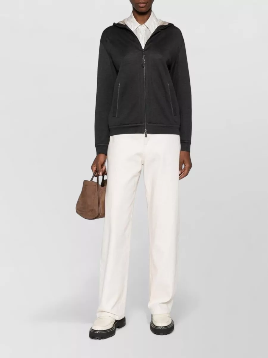 Brunello Cucinelli Hoodie Made From Cotton And Silk In Black