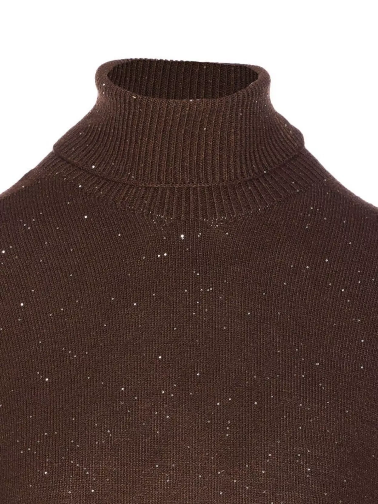 Liu •jo Sequined High Neck Midi Dress In Brown