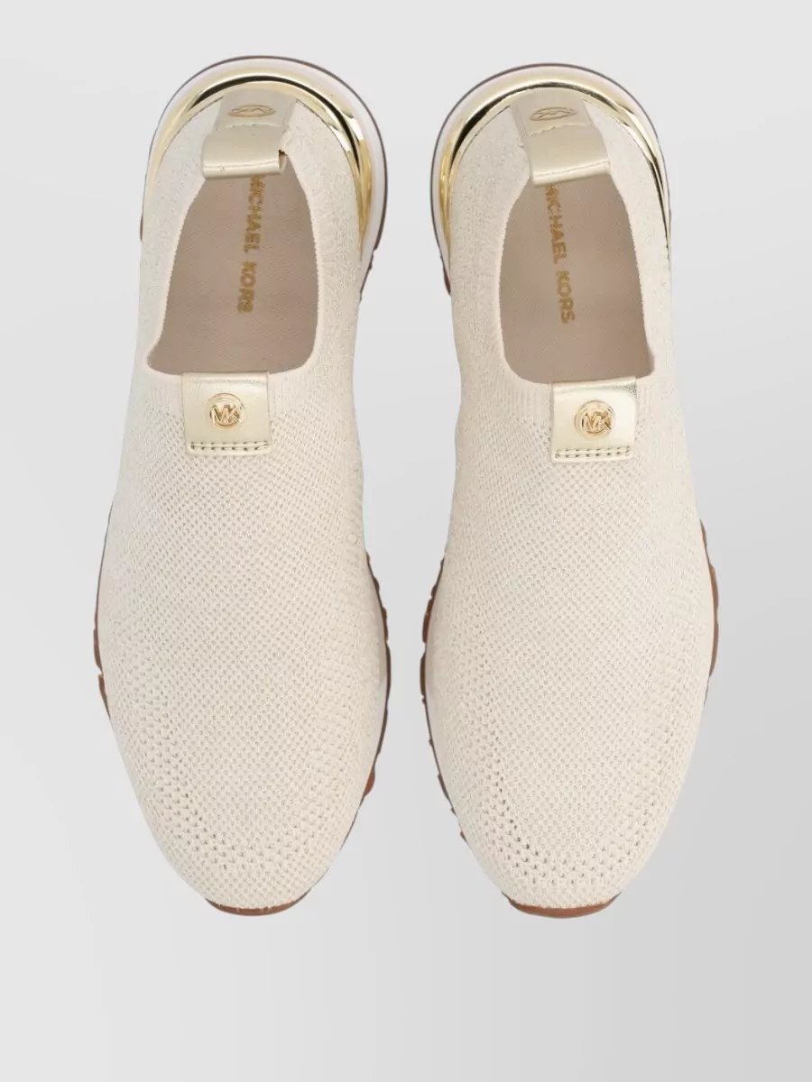 Michael Kors Knit Sneakers Metallic Accents Pull Tab Sole