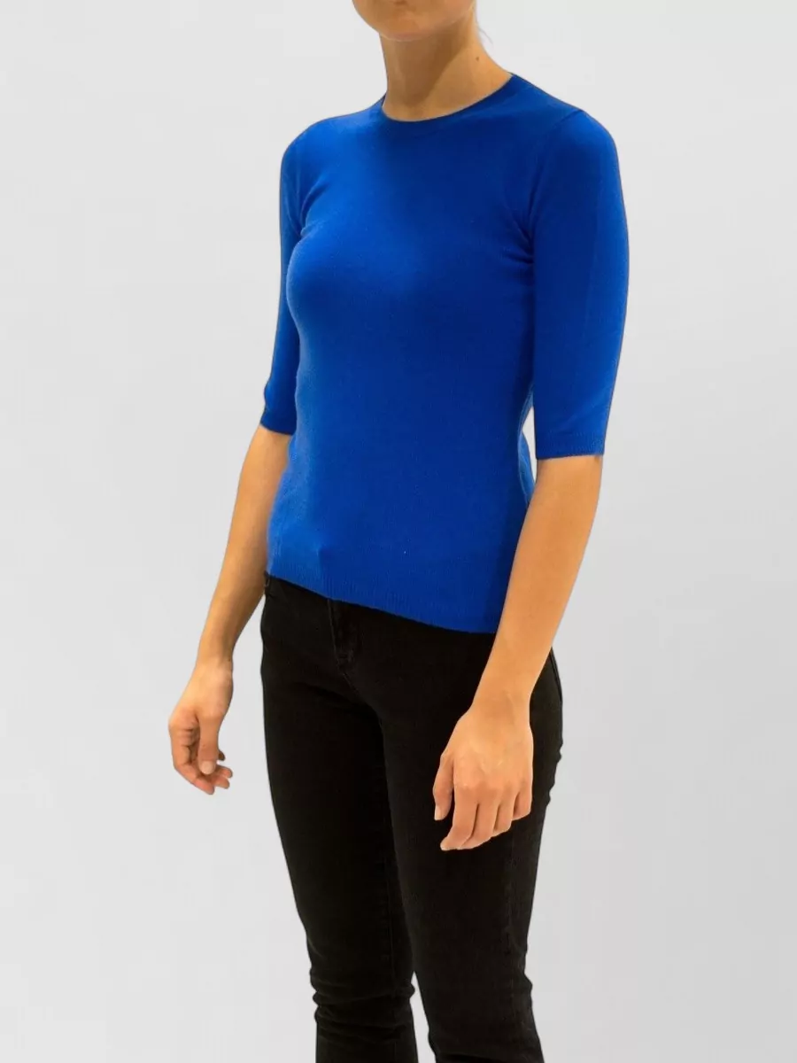 La Rose Cashmere 3/4-Sleeve Knitted Top