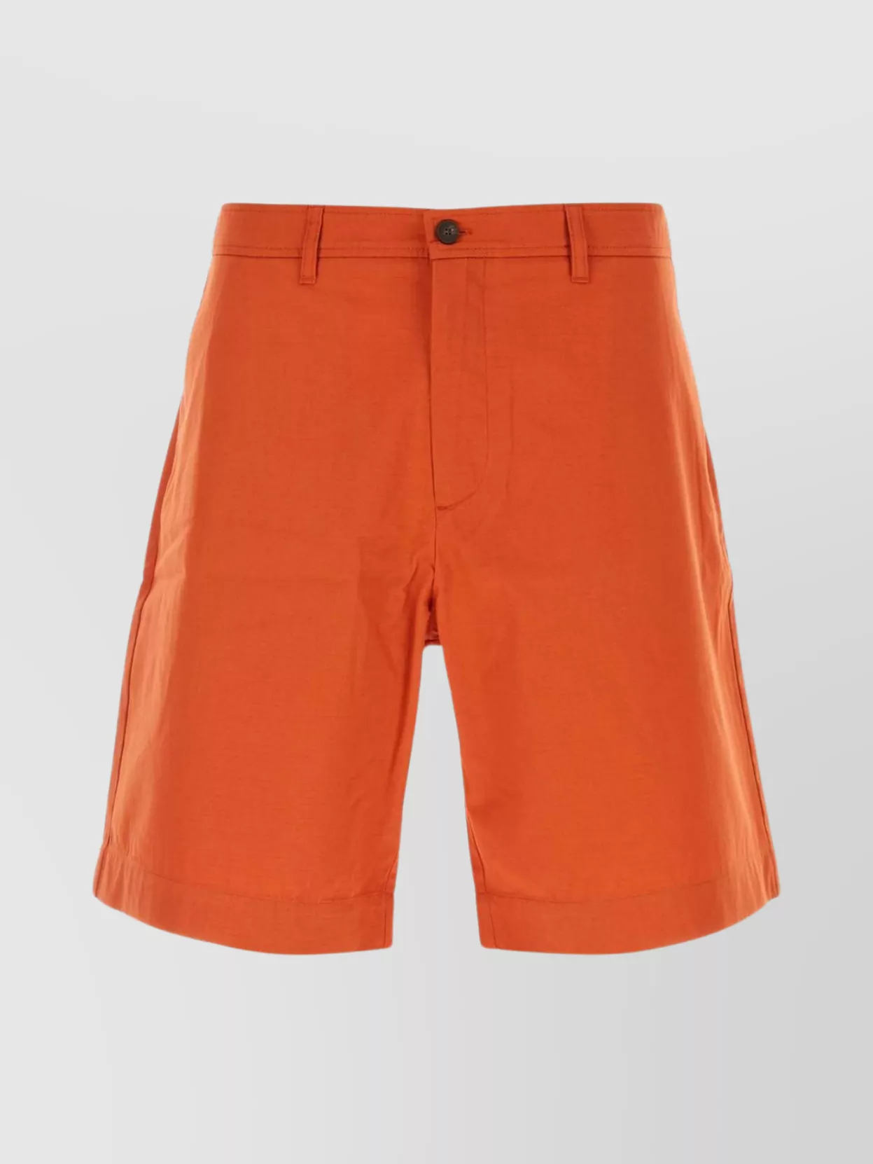 Shop Maison Kitsuné Dark Orange Cotton Bermuda Shorts