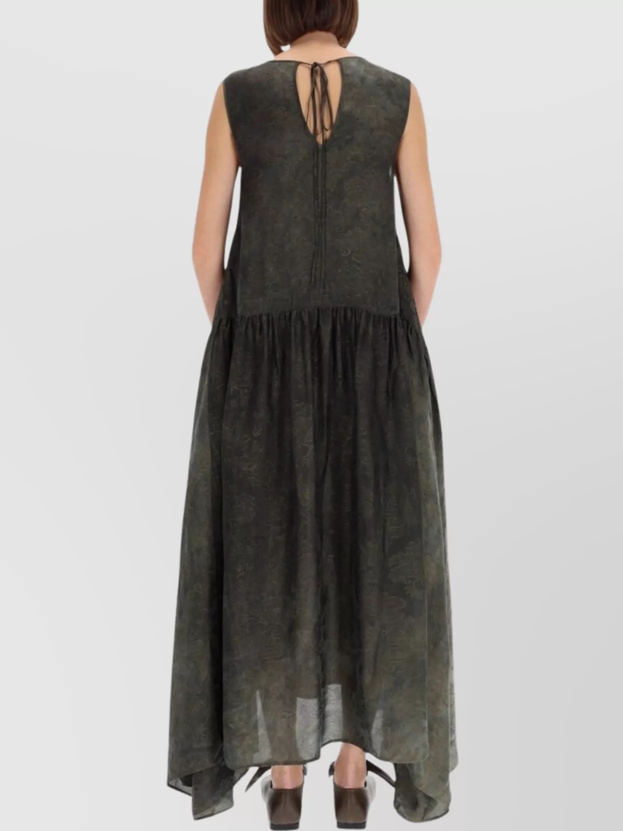 Uma Wang Long Sleeveless Dress High-low Hem In Black