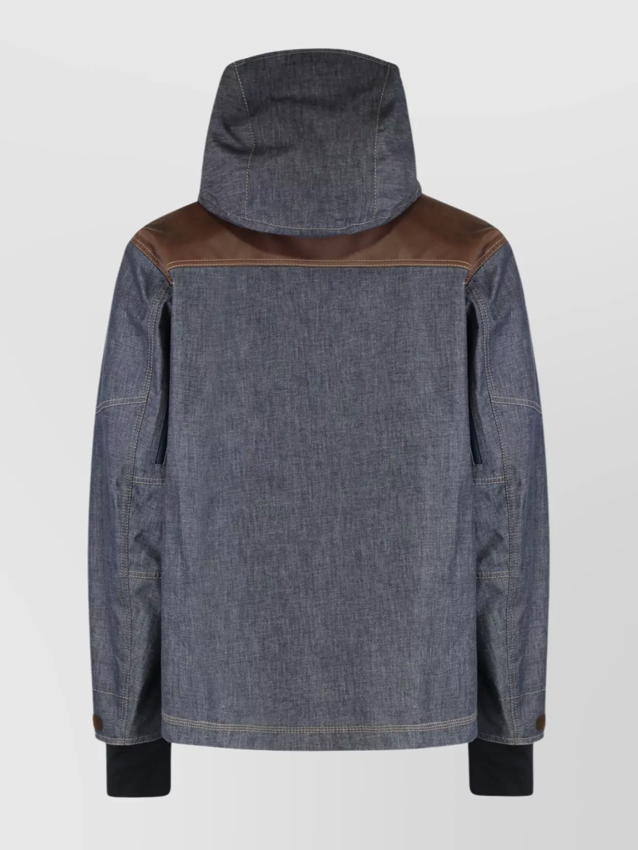 Moncler Denim Ski Jacket With Hood And Pockets In Multi