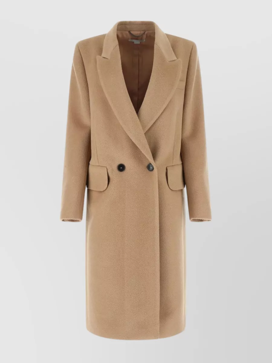 Shop Stella Mccartney Sophisticated Wool Coat With Notch Lapels In Brown