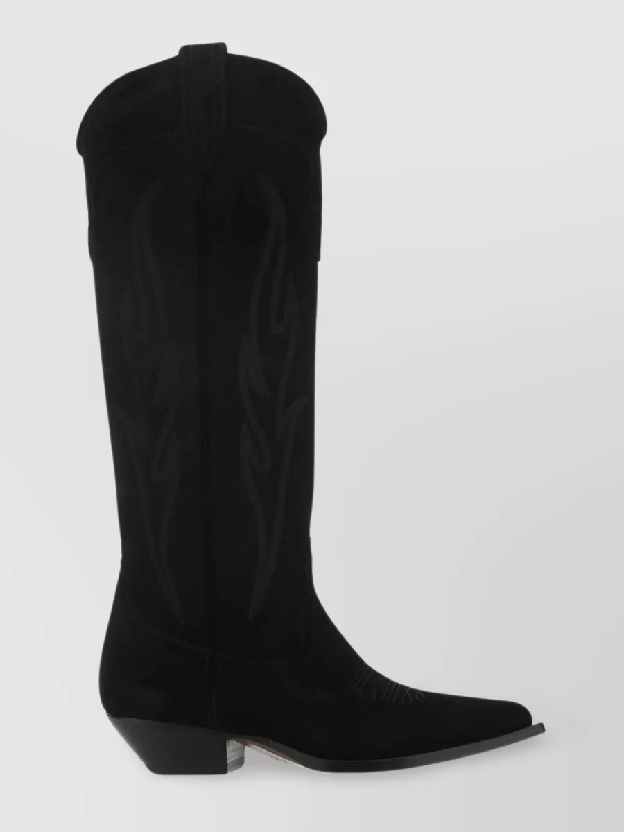 Shop Sonora Embroidered Detail Suede Roswell Boots In Black