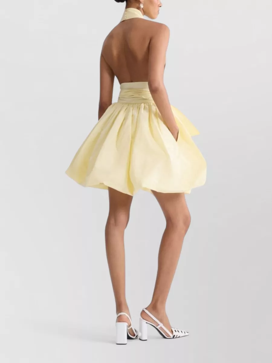 Patou Knee Length Halter Dress Bow Detail