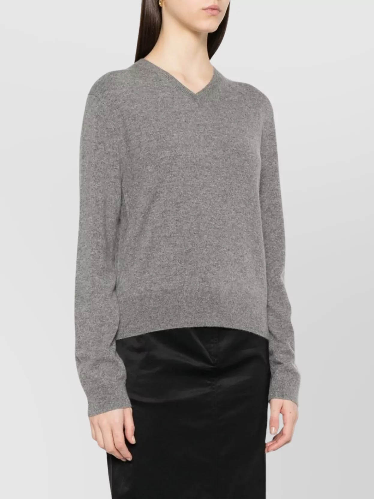 Totême V Neck Long Sleeve Ribbed Top