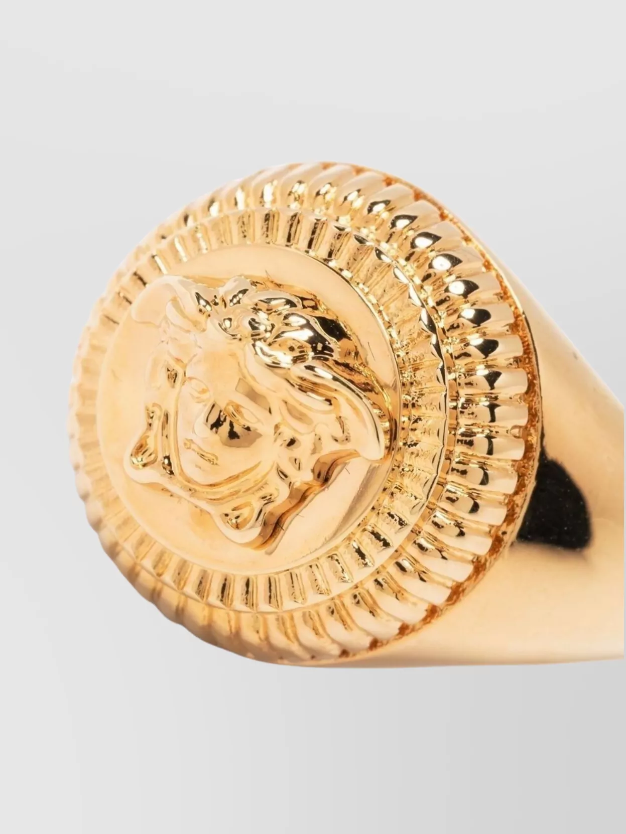 Versace Engraved Medusa Head Brass Rings