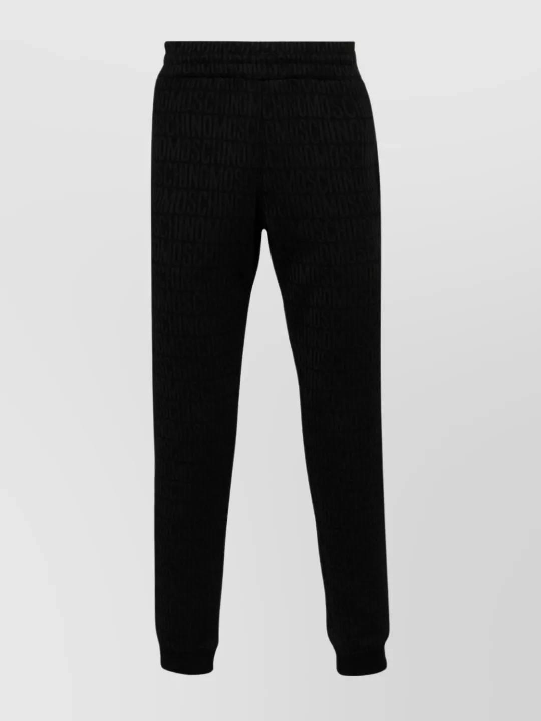 Shop Moschino Ribbed Ankle Tapered Leg Cotton Blend Pants In Black