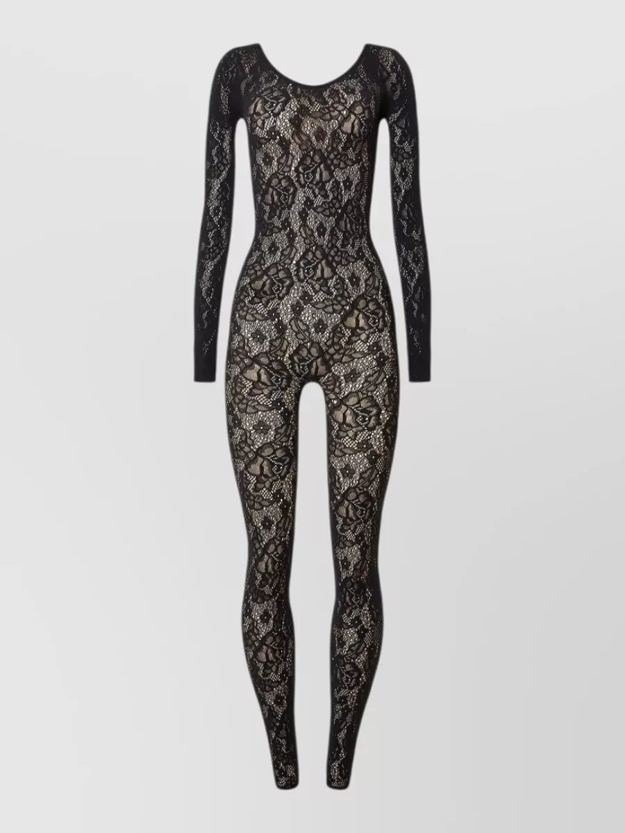 Wolford lace floral-lace slim-fit long-sleeve jumpsuit