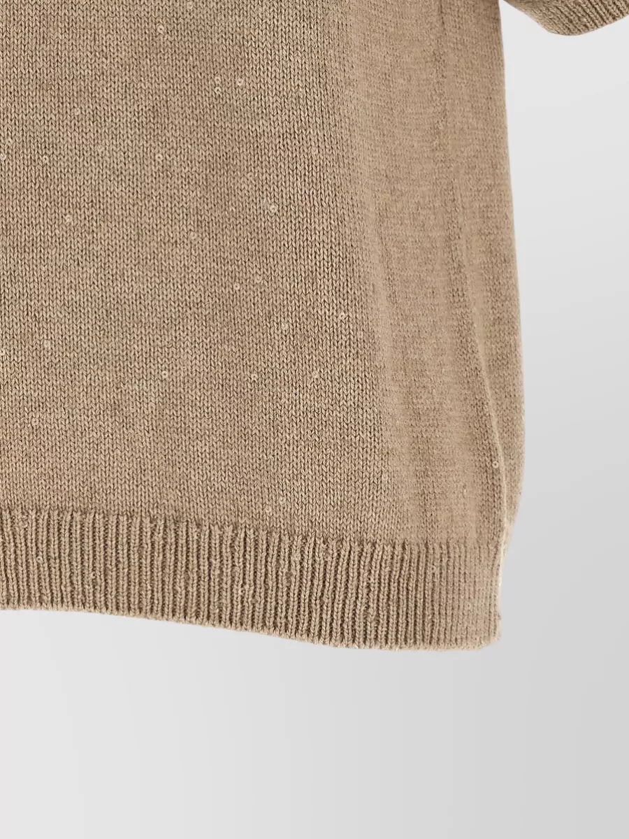 Brunello Cucinelli Cashmere Silk Ribbed Short-Sleeve Sweater