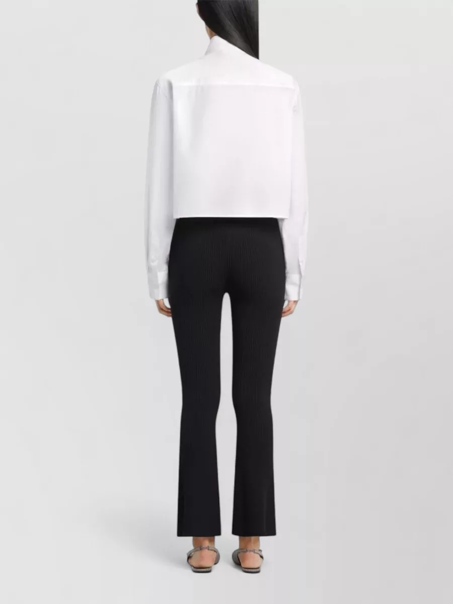 Courrèges Belted Rib Knit Flared Capri Trousers