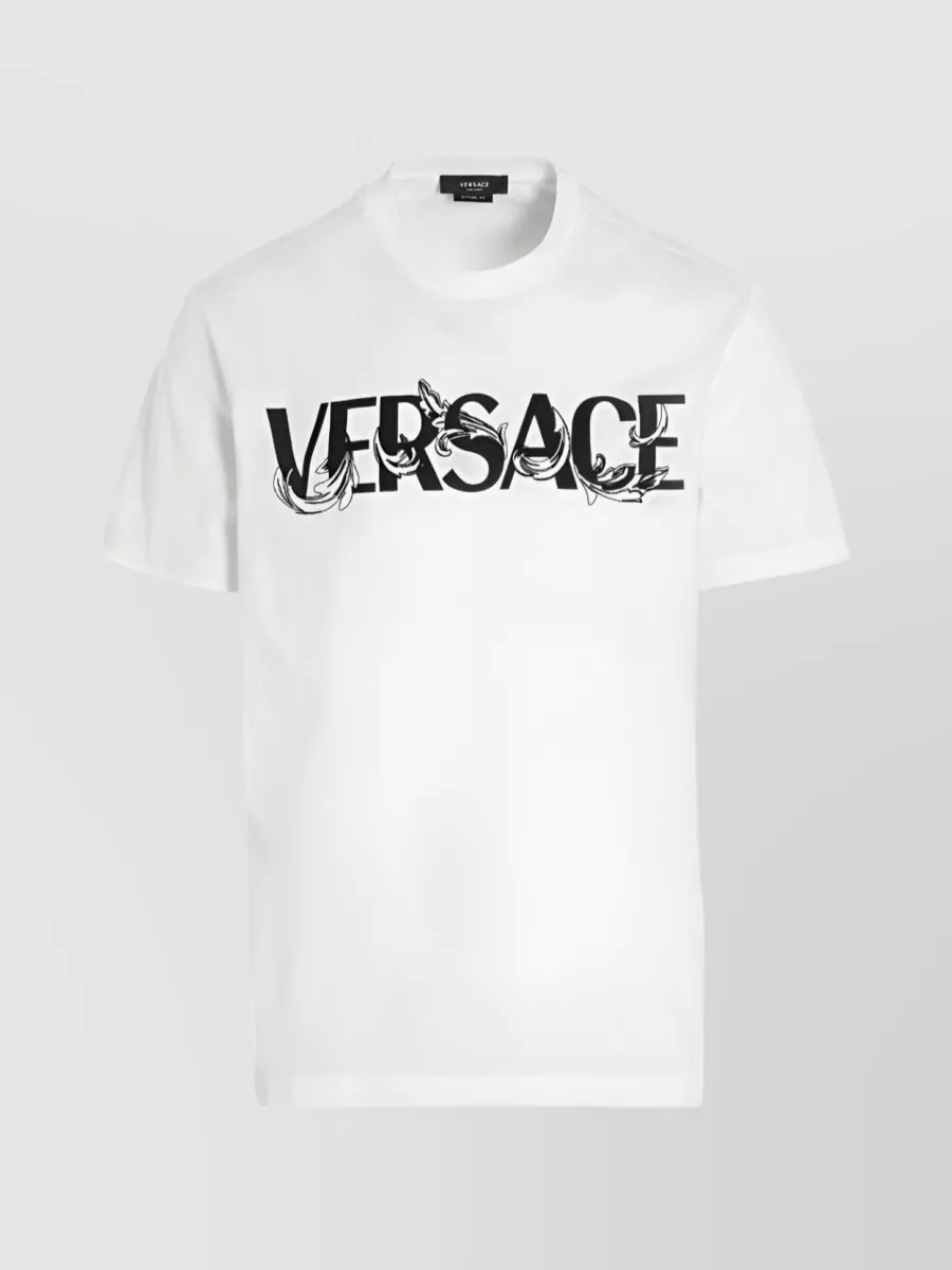 Shop Versace Barocco Silhouette Cotton T-shirt In White