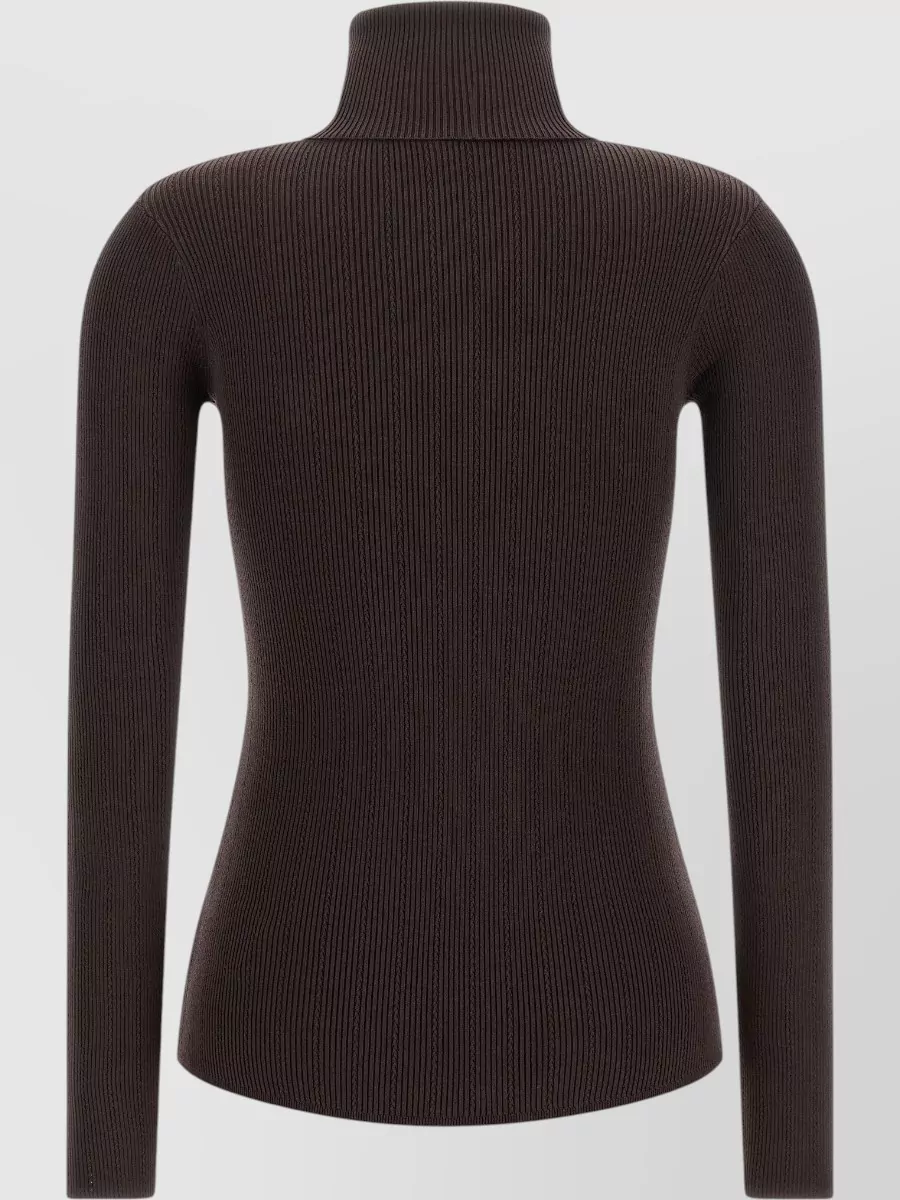 Elisabetta Franchi Silk-Blend Ribbed Turtleneck Sweater