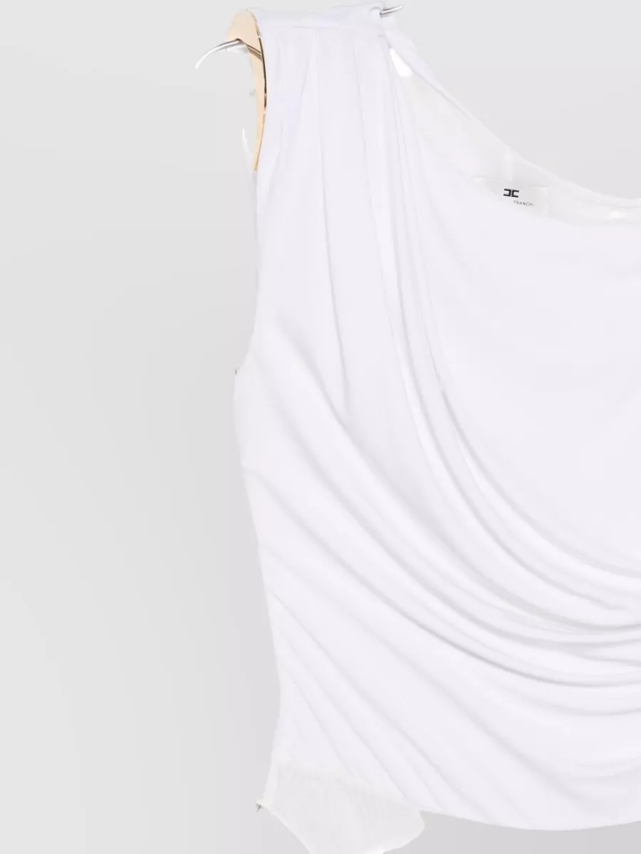 Elisabetta Franchi Draped One-Shoulder Sleeveless Bodysuit