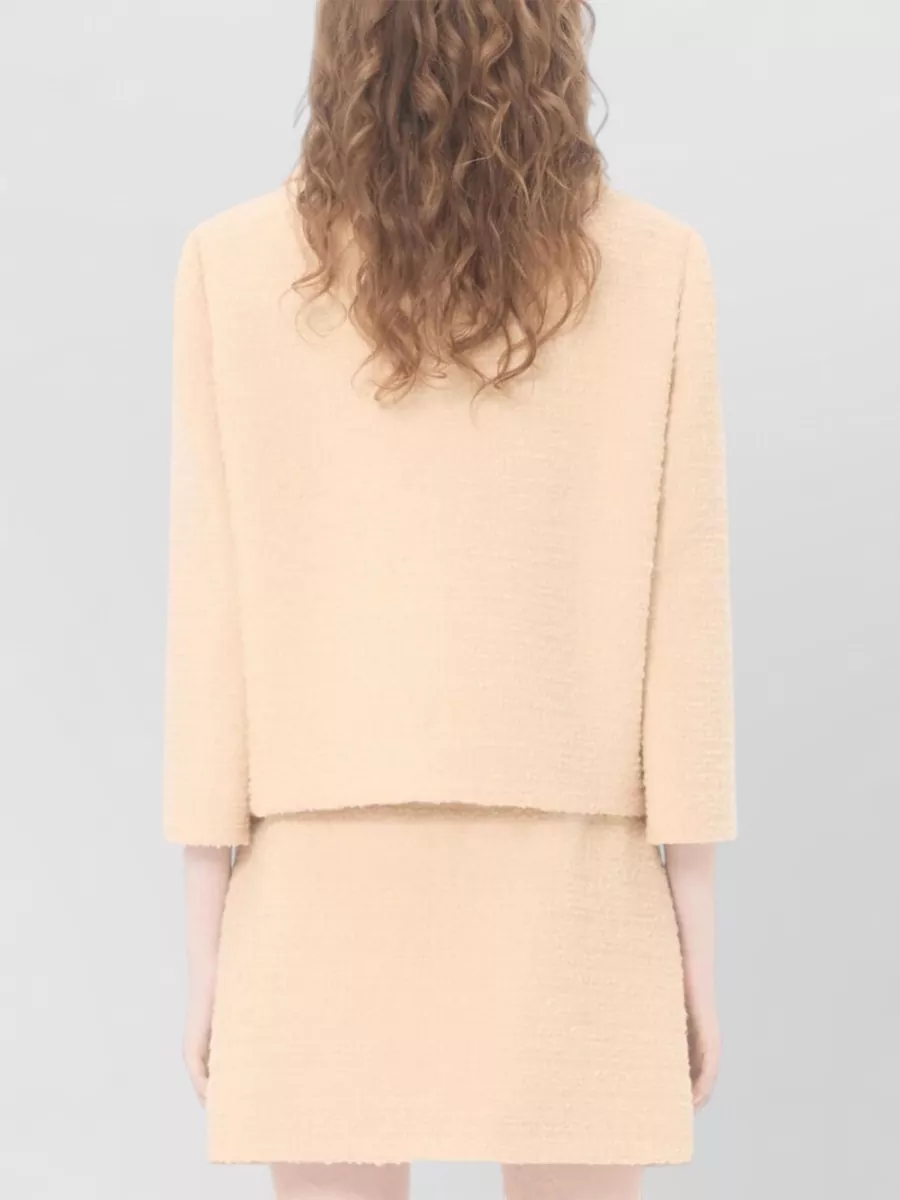 Valentino Signature Wool Jacket Round Collar In Neutral