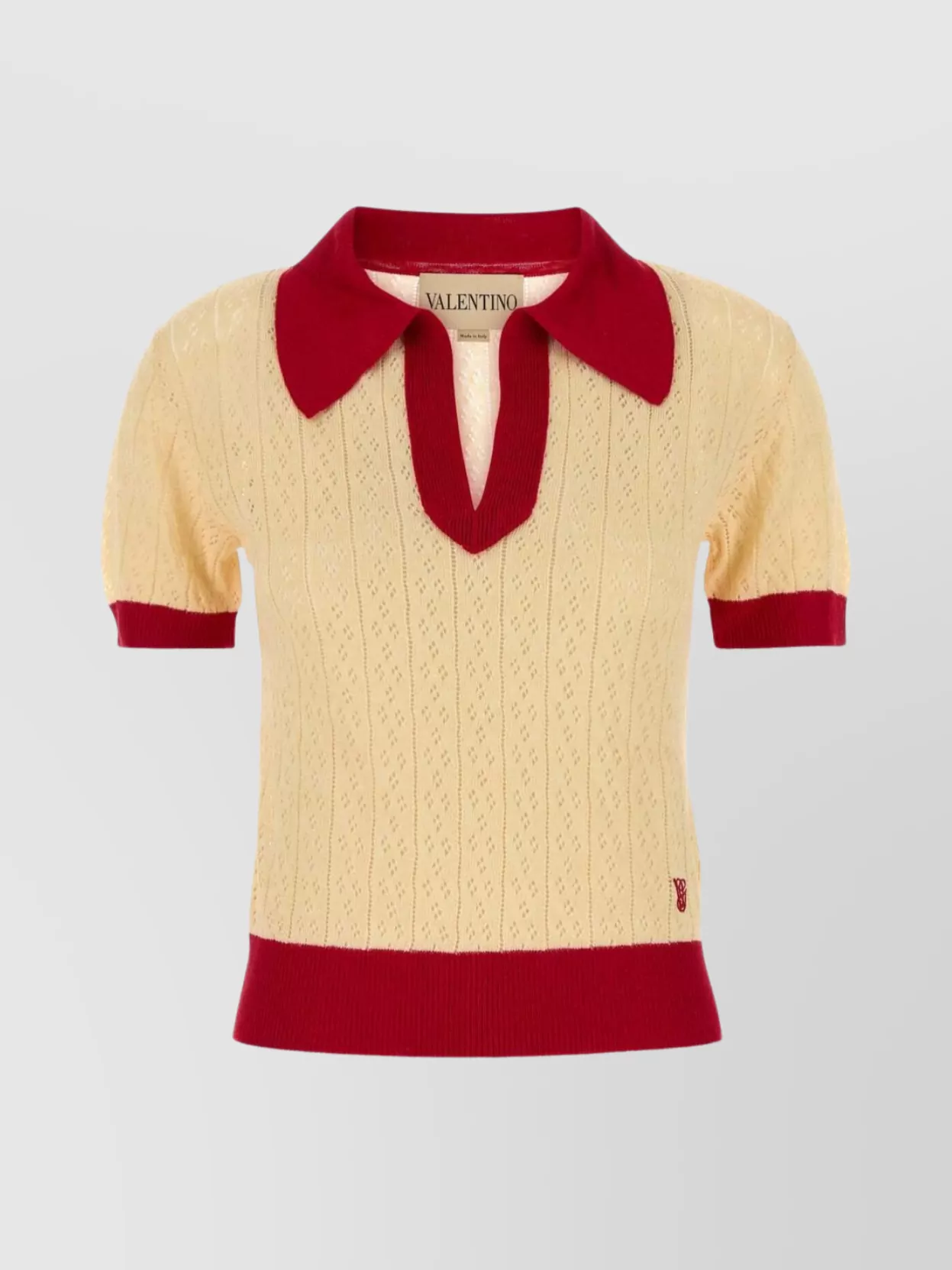Valentino Garavani Two-tone Linen Blend Polo Shirt In Yellow