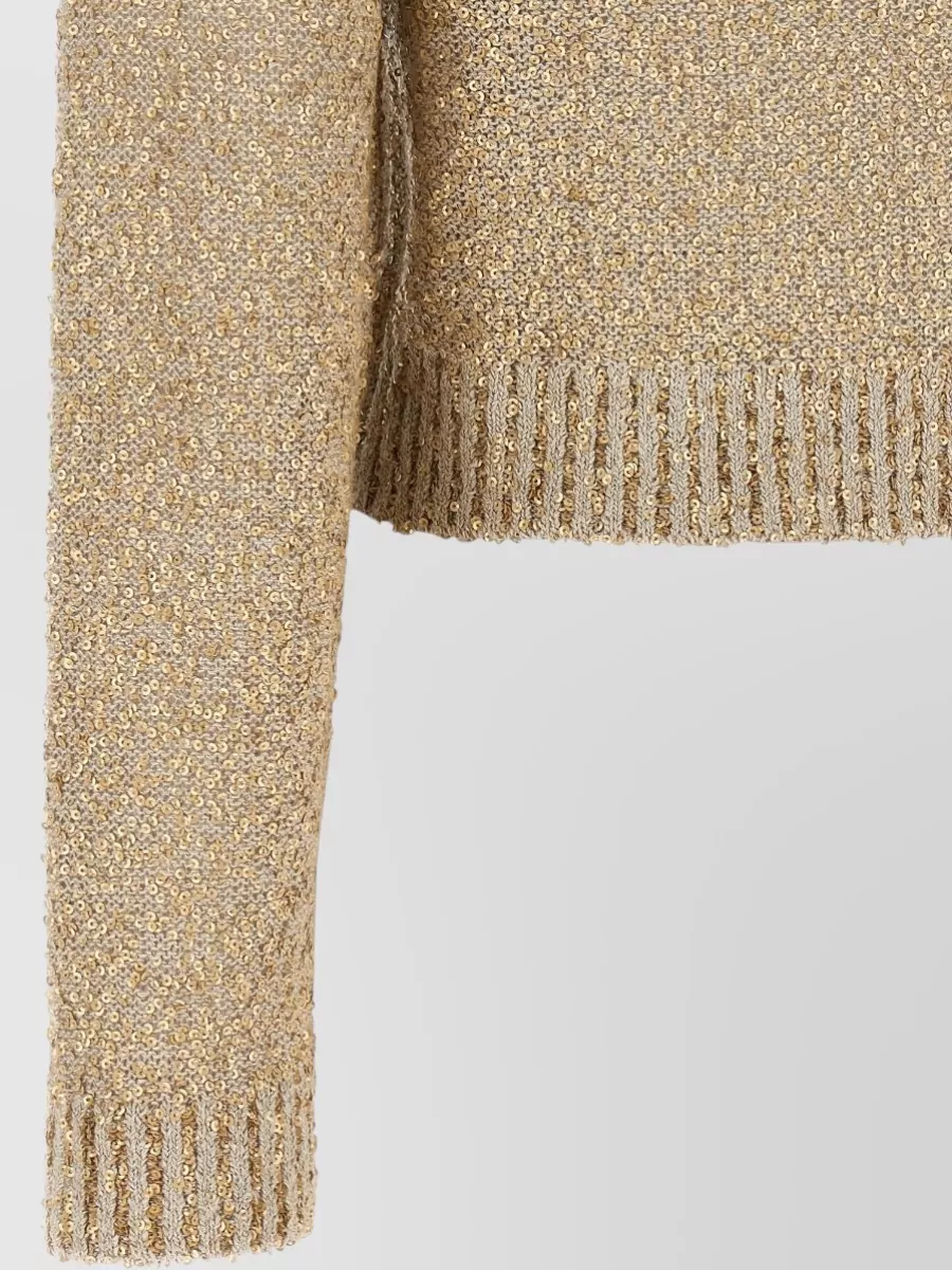 Brunello Cucinelli Sequined Ribbed Long-Sleeve Sweater