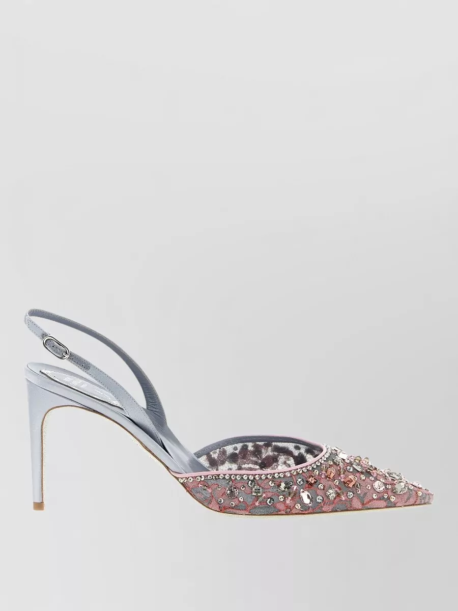 Rene Caovilla crystal-embellished lace slingback sandals