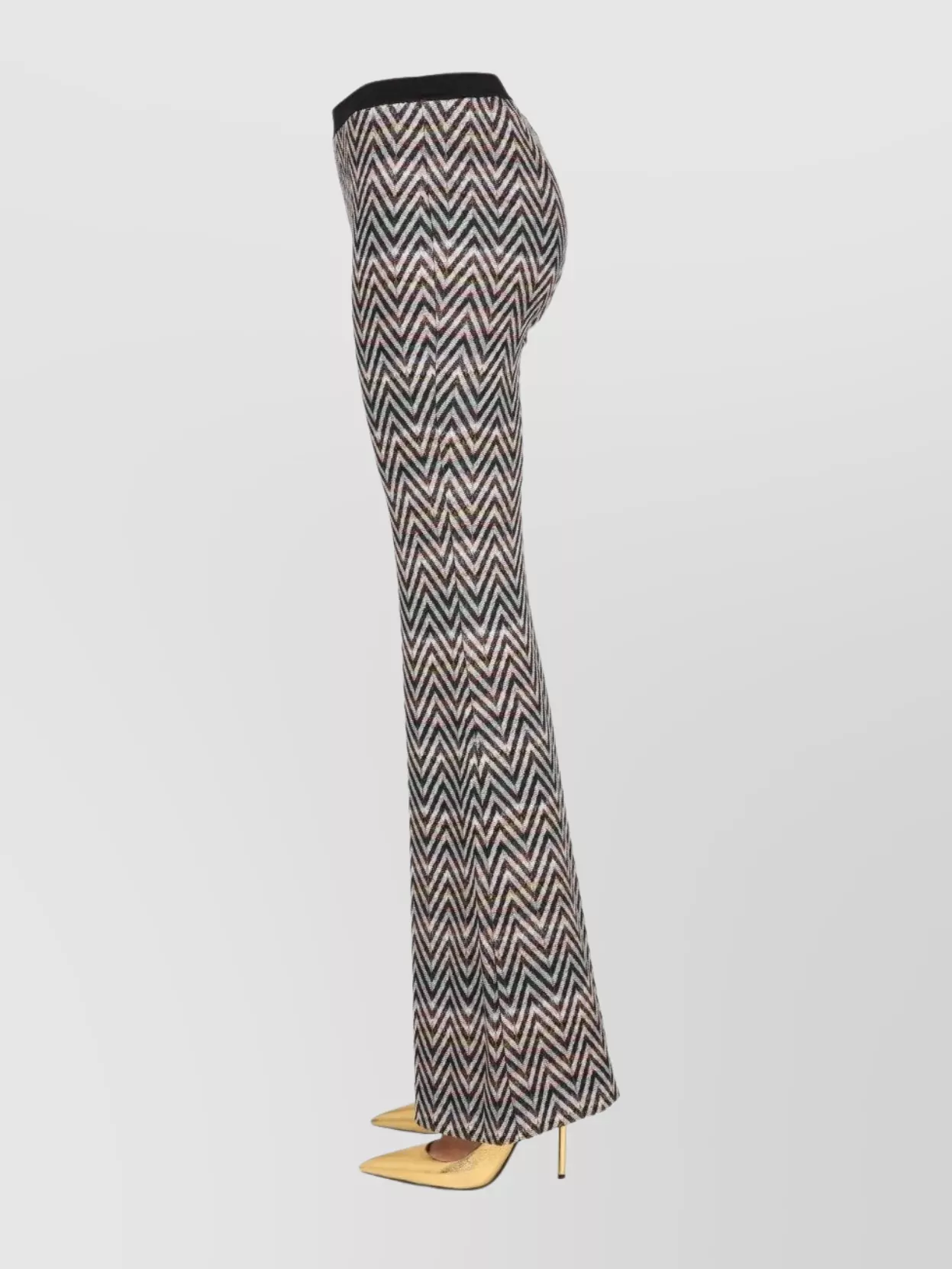 Shop Missoni Logo Chevron Flared High Waist Trousers