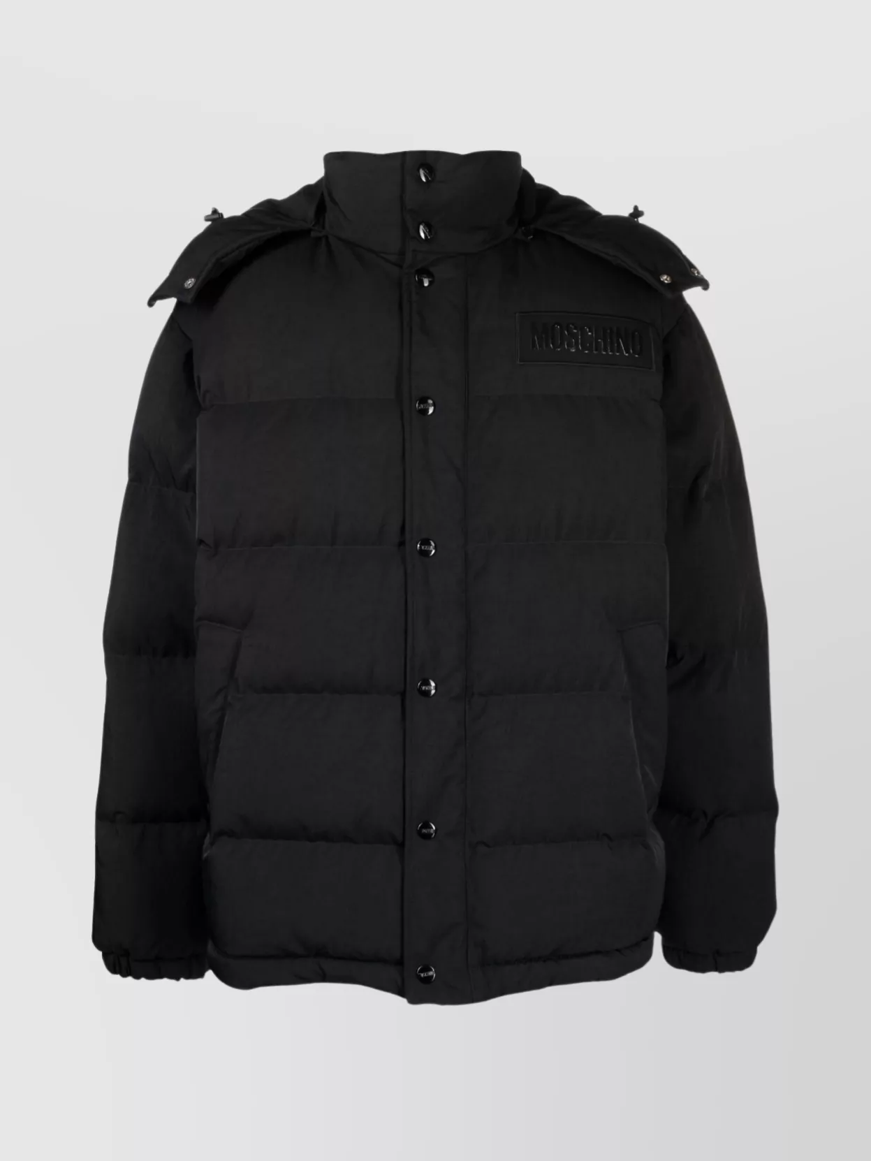 Shop Moschino Hooded Jacket With Padded Quilted Finish In Black