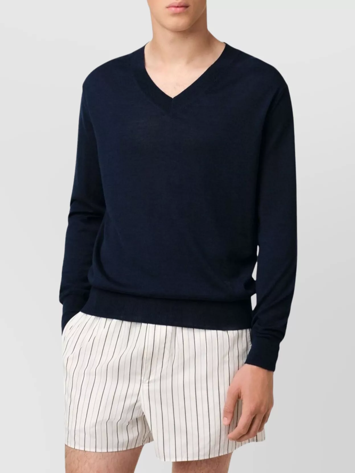 Ami Paris Ribbed V-Neck Knitwear Sweater