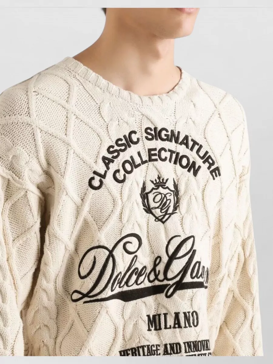 Dolce&Gabbana Pullover Crew Neck Cable Knit Graphic