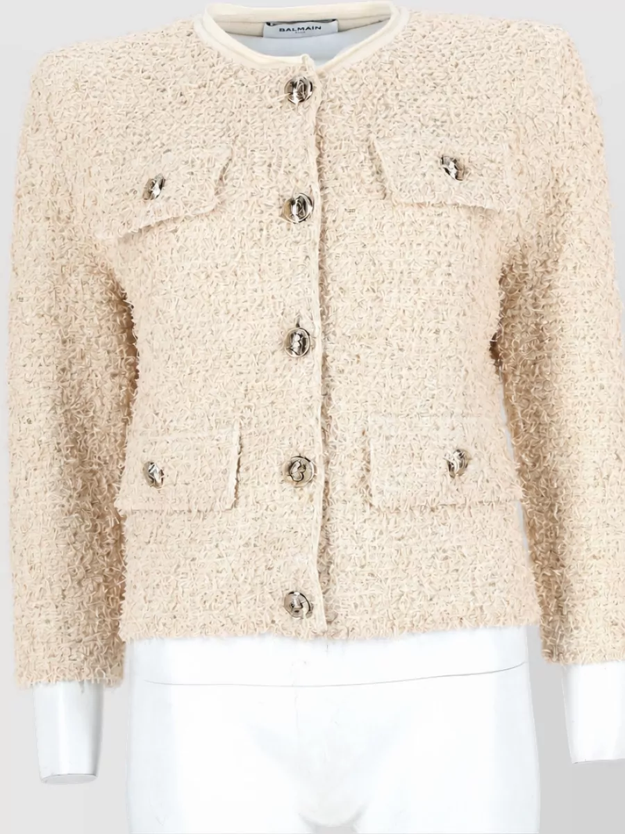 Balmain metallic-knit cardigan
