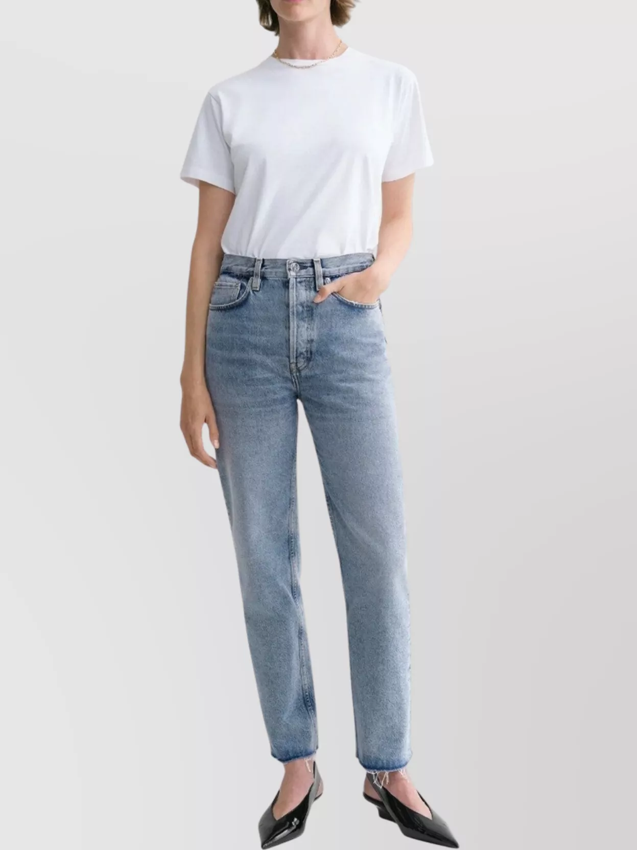 Totême Straight Cut Cropped Denim With Raw Edges