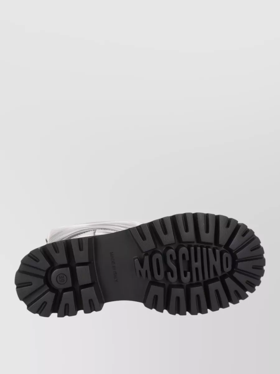 Moschino Knee High Boots Round Toe Chunky Sole