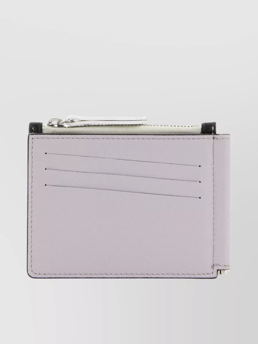 Shop Maison Margiela Bovine Leather Bifold Cardholder With Contrasting Stitchings In Pastel