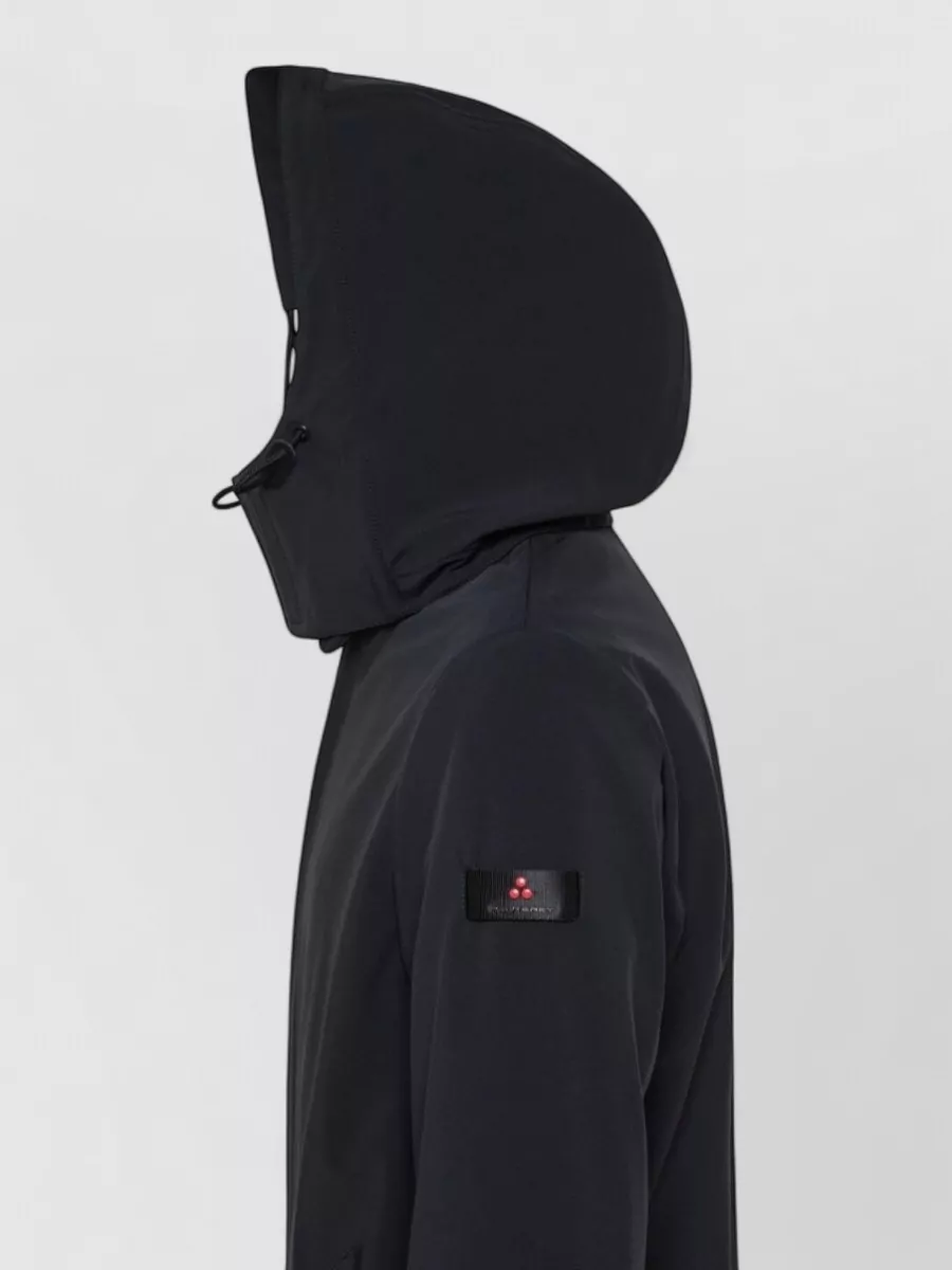 Peuterey Hooded Coat Adjustable Cuffs Front Pockets In Blue