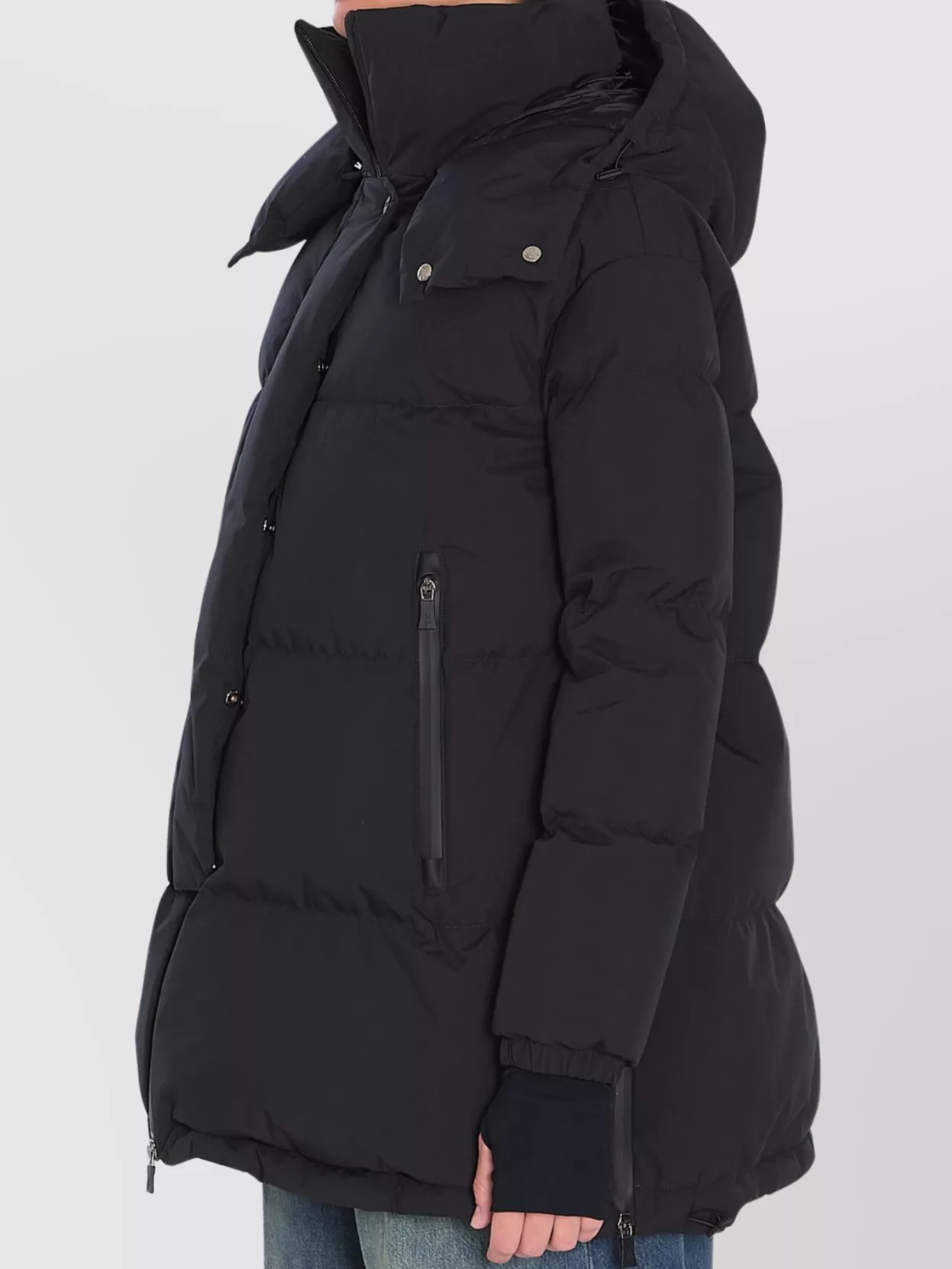 Herno Long Length Quilted Hooded Down Jacket In Black