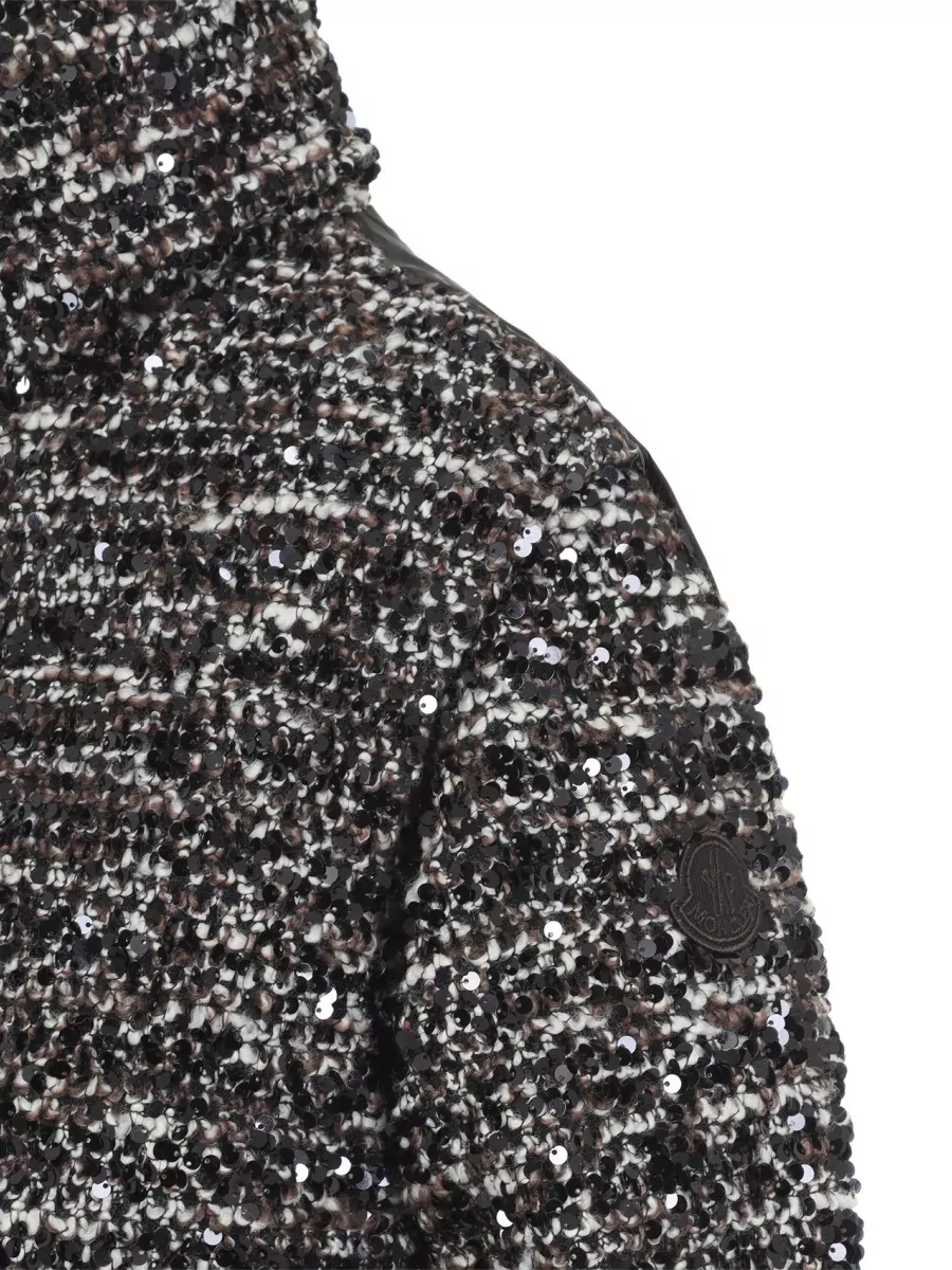 Moncler Down Sequin-Embellished Bouclé Quilted Jacket