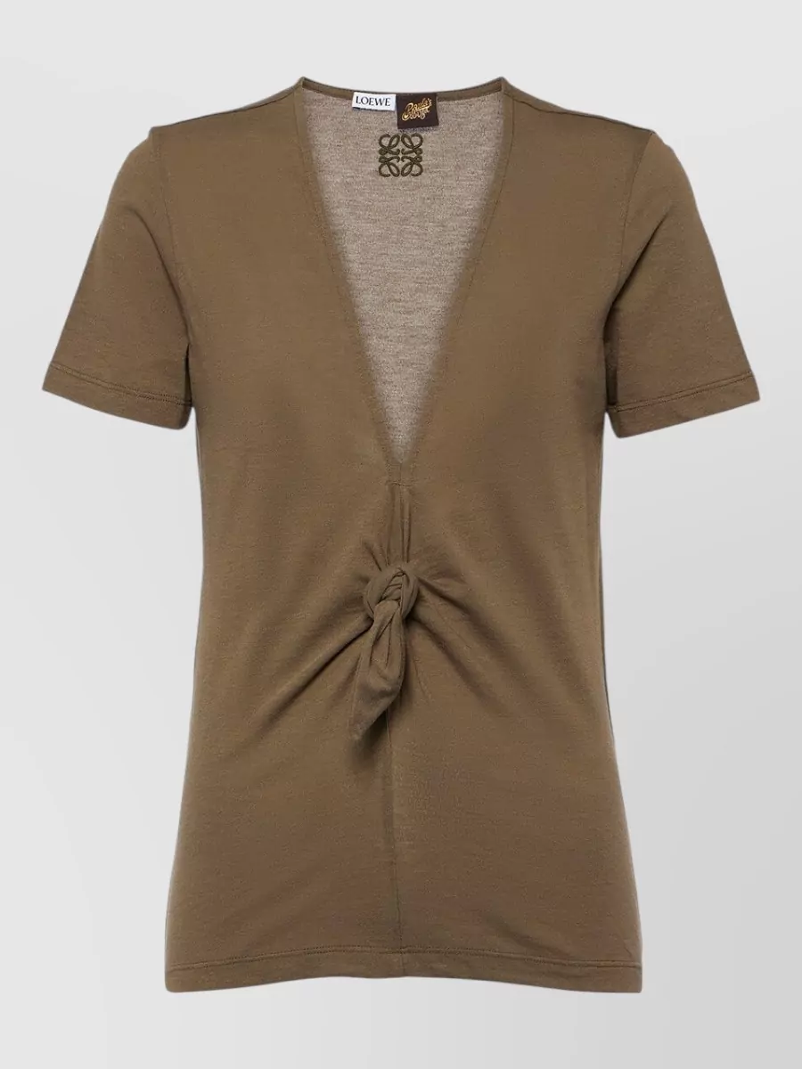 Loewe Paula's Ibiza V-Neck Knot-Detail T-Shirt